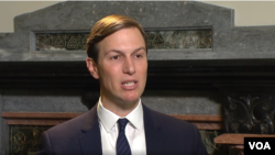Jared Kushner, senior adviser to President Donald Trump, speaks to VOA's "Plugged In with Greta Van Susteren" at the Old Executive Office Building in Washington, Aug. 18, 2020.