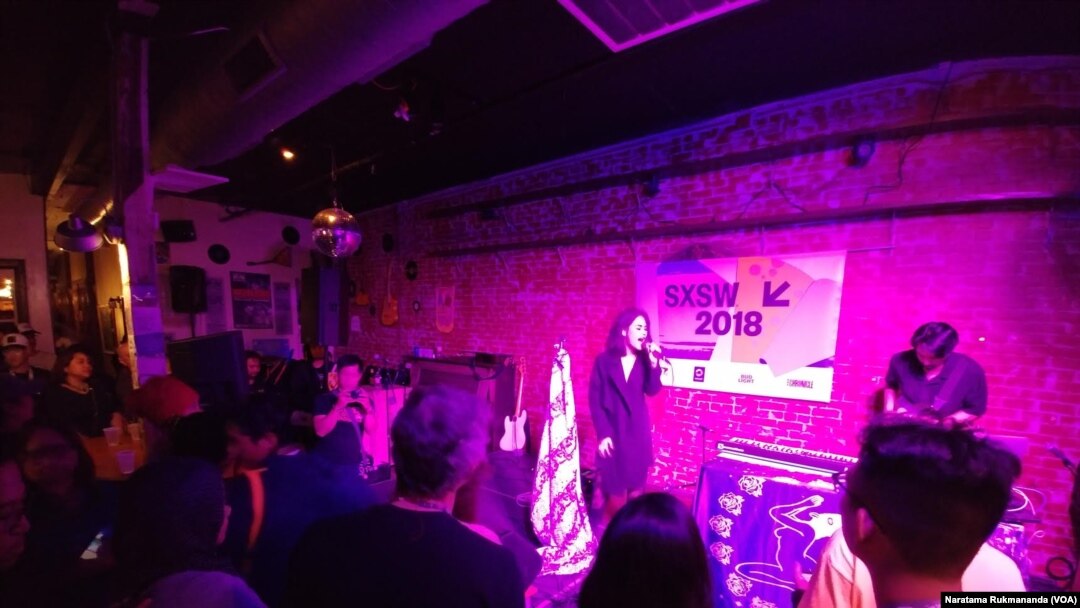 Kimokal di panggung SXSW 2018, Austin, Texas, 18 Maret 2018. (VOA/Naratama Rukmananda)