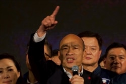 Han Kuo-yu, Taiwan's 2020 presidential election candidate of the KMT or Nationalist Party, speaks during a campaign rally in Taipei, Taiwan, Jan. 9, 2020.