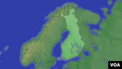 Scandinavia topographic map with Finland highlighted, partial graphic