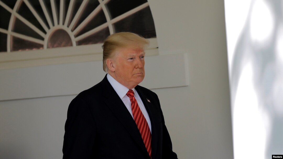 FILE - President Donald Trump during a ceremony in the Rose Garden of the White House in Washington, May 1, 2018. 