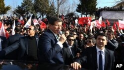 Turkish Prime Minister Ahmet Davutoglu speaks in Mardin, Turkey, Feb. 5, 2016.