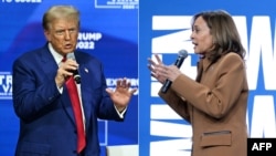 Kombinasi foto: Mantan Presiden AS dan Capres Partai Republik Donald Trump (kiri) dan Wakil Presiden AS yang juga calon presiden dari Partai Demokrat Kamala Harris (foto: dok). 