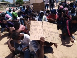 The migrants say they fled war, violence and abject poverty and risked their lives for the chance at a better life in Europe, before being captured and held in Tripoli. Photographed and transmitted to VOA July 7, 2019, in Tripoli, Libya.