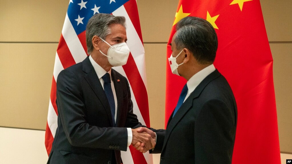 美国国务卿布林肯与中国外长王毅在纽约出席联合国大会期间举行会晤。（2022年9月23日）(photo:VOA)