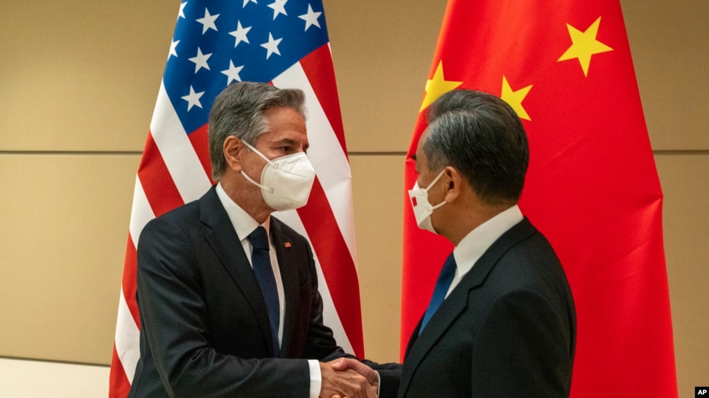 美国国务卿布林肯与中国外长王毅在纽约出席联合国大会期间举行会晤。（2022年9月23日）
