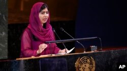 Nobel Peace Prize laureate Malala Yousafzai speaks during the Transforming Education Summit at United Nations headquarters, Monday, Sept. 19, 2022. (AP Photo/Seth Wenig)
