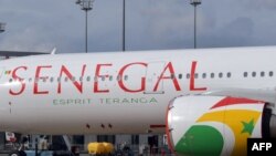 FILE - An Air Senegal Airbus A330-900 is parked on the tarmac in Colomiers, southwestern France, Nov. 15, 2019. Air Senegal was one of the airlines affected by an air traffic control strike, Sept. 23, 2022, in West and Central Africa.