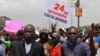 Supporters of the UNITA party march in a demonstration in Luanda, Angola, Sept. 24, 2022, to protest the return to power of the long-ruling MPLA party in divisive elections last month. 
