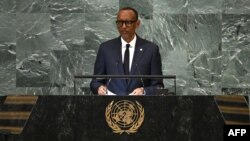 Président ya Rwand Paul Kagame azali koloba na 77 session ya Assemblée générale ya Nations Unies na siège ya ONU na engumba New York le 21 septembre 