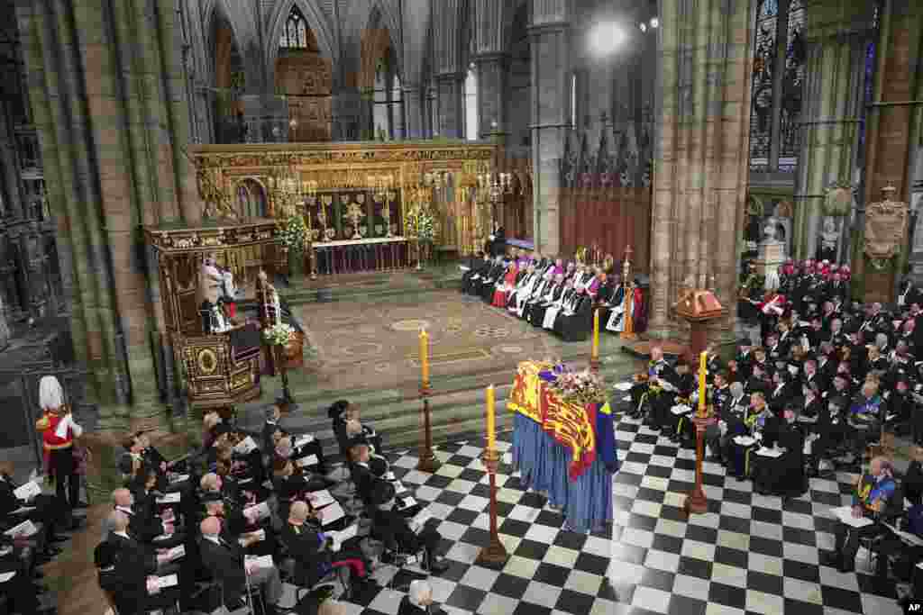 The funeral service of Queen Elizabeth II at Westminster Abbey in central London, Sept. 19, 2022. 