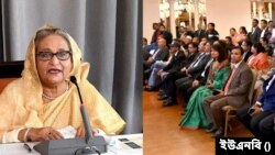 যুক্তরাষ্ট্রের নিউইয়র্কে প্রবাসী বাংলাদেশিদের দেওয়া এক নাগরিক সংবর্ধনায় বক্তব্য রাখছেন প্রধানমন্ত্রী শেখ হাসিনা। ২৪ সেপ্টেম্বর, ২০২২। 