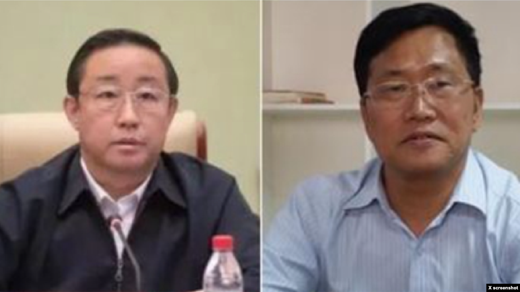 原中国司法部长傅政华（左）与原北京锋锐律师事务所主任周世锋曾是北京大学法学研究生同学。（资料照）(photo:VOA)