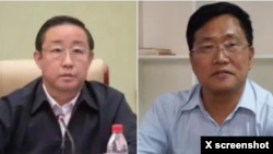 原中國司法部長傅政華（左）與原北京鋒銳律師事務所主任周世鋒曾是北京大學法學研究生同學。 （資料照）
