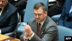 Ukrainian Foreign Minister Dmytro Kuleba speaks at a Security Council meeting on the Russian invasion of Ukraine at the United Nations, Sept. 22, 2022, in New York.