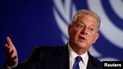 FILE - Former U.S. Vice President Al Gore speaks at a news conference during the U.N. Climate Change Conference, in Glasgow, Scotland, Nov. 5, 2021.