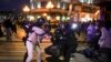 Riot police detain a demonstrator during a protest against mobilization, in Moscow, Russia, Sept. 21, 2022.