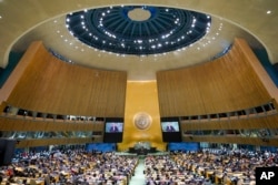 FILE - U.N. Secretary-General Antonio Guterres addresses the 77th session of the General Assembly at U.N. headquarters in New York, Sept. 20, 2022.