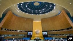 Sekretaris Jenderal Perserikatan Bangsa-Bangsa (PBB), Antonio Guterres berpidato di sesi ke-77 Majelis Umum di markas besar PBB di New York, Selasa 20 September 2022.