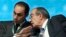 Gamal Mubarak, left, son of former Egyptian leader Hosni Mubarak, with Zakaria Azmy, Cairo, Oct. 31, 2009.
