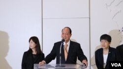 台灣海基會董事長林中森（中，美國之音楊明拍攝）