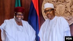 Abba Kyari et le president Muahammadu Buhari, à Abuja (archives).