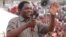 FILE - In this January, 2015 photo, Hakainde Hichilema, of the Zambia opposition United Party for National Development addresses an election rally in Lusaka, Zambia.