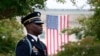 A member of the U.S. Army Old Guard stands on the grounds of the National 9/11 Pentagon Memorial before a ceremony in observance of the 18th anniversary of the Sept. 11, 2001, attacks at the Pentagon in Washington, Sept. 11, 2019.