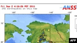 Tâm của trận động đất ở Alaska hôm 2/9/11 - Hình của Cơ quan Khảo sát Ðịa chất Hoa Kỳ