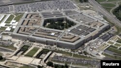 FILE - An aerial view of the Pentagon building is seen in Arlington, Virginia, near Washington, D.C.