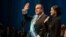 FILE - Alejandro Giammattei waves to the crowd accompanied by his daughter Ana Marcela after he was sworn-in as president of Guatemala at the National Theater in Guatemala City, Jan. 14, 2020. 