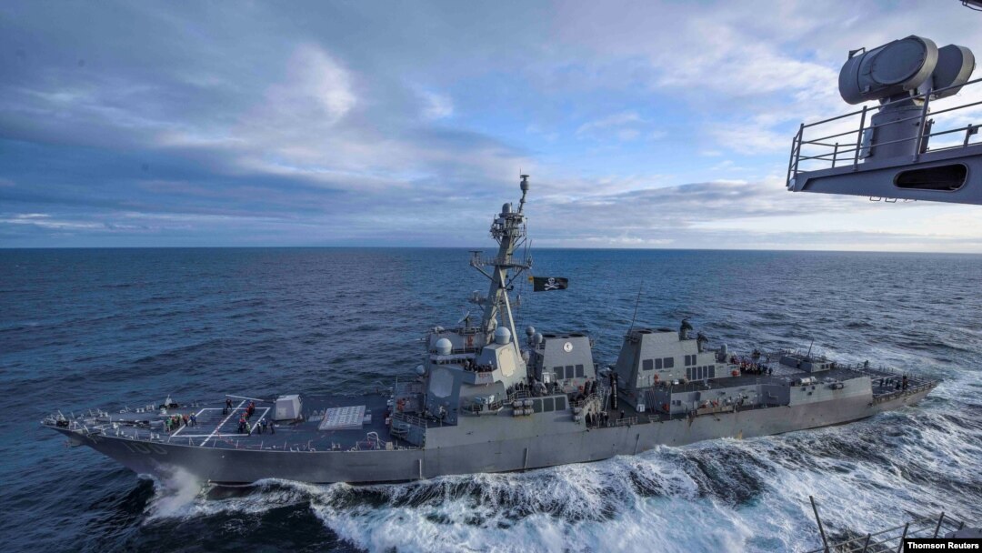 FILE PHOTO: The U.S. Navy guided-missile destroyer USS Kidd, an Arleigh Burke-class guided-missile destroyer, transited ‘through international waters in accordance with international law,’ the U.S. Navy said in a statement.