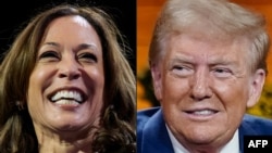 Demokratska predsednička kandidatkinja Kamala Haris i republikanski predsednički kandidat Donald Tramp (Foto: AFP/ Dustin Franz and Elijah Nouvelage)