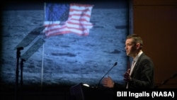 2026年3月24日，美国国家航空航天局局长艾萨克曼在华盛顿NASA总部大楼举行的一场活动上发表讲话。