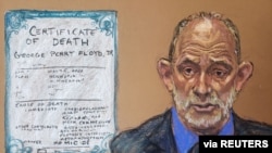  Former chief medical examiner of Maryland, Dr. David Fowler, answers questions on the thirteenth day of former Minneapolis police officer Derek Chauvin's trial in Minneapolis, Minnesota, April 14, 2021 in this courtroom sketch. 