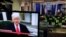 U.S. President Donald Trump is seen making remarks on a television monitor from the White House Briefing Room, after his supporters interrupted the certification by the U.S. Congress of the results of the 2020 U.S. presidential election at the Washington Capitol, in Washington