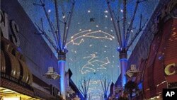 Each night on Old Las Vegas's Fremont Street, lights and speakers create a show overhead.