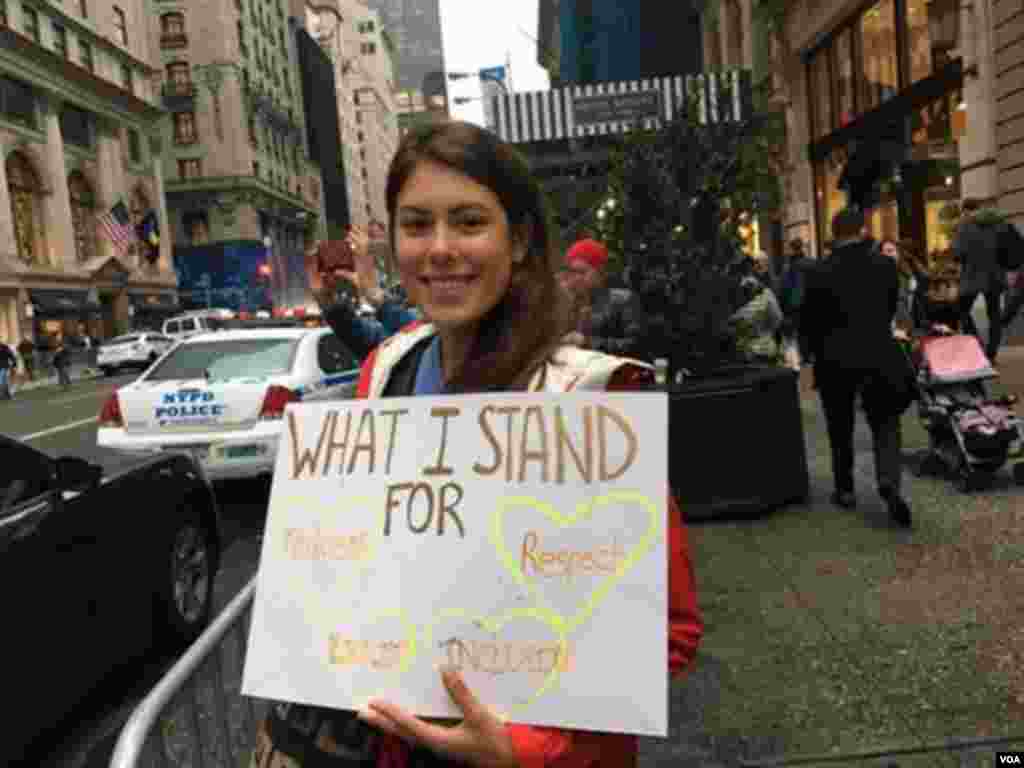 A protester standing up for her beliefs ...