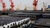 Steel pipes to be exported are seen at a port in Lianyungang, Jiangsu province, China, Dec. 8, 2018.