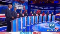 英语视频：民主党人在首场辩论中攻击特朗普并相互攻击