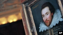 A portrait of William Shakespeare is pictured in London, painted in 1610 and is believed to be the only surviving picture of William Shakespeare painted in his lifetime (File)