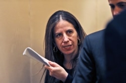 Sigal P. Mandelker, the undersecretary for terrorism and financial intelligence at the U.S. Treasury, talks to a journalist at a press briefing in Dubai, United Arab Emirates, July 12, 2018.