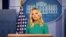 La secretaria de prensa de la Casa Blanca, Kayleigh McEnany, durante una conferencia de prensa en la residencia presidencial, el 20 de noviembre de 2020.