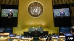 볼칸 보즈키르 유엔 총회 의장이 지난 9월 회의에서 발언하고 있다.