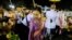 FILE - Thailand's Princess Bajrakitiyabha greets her royalists as she leaves a religious ceremony to commemorate the death of King Chulalongkorn at The Grand Palace in Bangkok, Thailand, Oct. 23, 2020. 