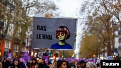 Protest to mark the International Day for Elimination of Violence Against Women, in Paris