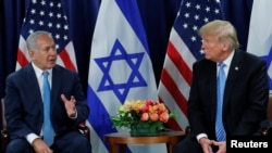 El primer ministro israelí, Benjamin Netanyahu, habla durante una reunión bilateral con el presidente de Estados Unidos, Donald Trump, en el marco de la 73ª sesión de la Asamblea General de las Naciones Unidas en la sede de Nueva York. Foto de archivo.