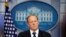 White House press secretary Sean Spicer listens to a reporter's question during a briefing at the White House, June 20, 2017 in Washington. 