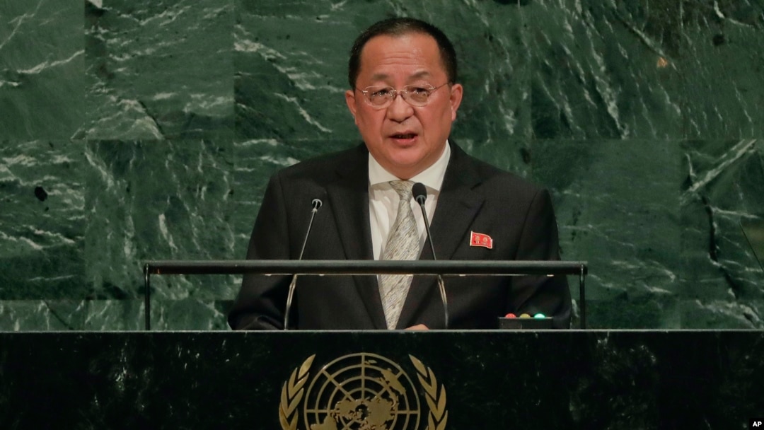 El canciller de Corea del Norte, Ri Yong Ho, dice que declaraciones del presidente Donald Trump son "una declaración de guerra".

