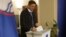 FILE - Incumbent President Borut Pahor casts his ballot at a polling station during presidential elections in Sempeter pri Novi Gorici, Slovenia, Oct. 22, 2017.